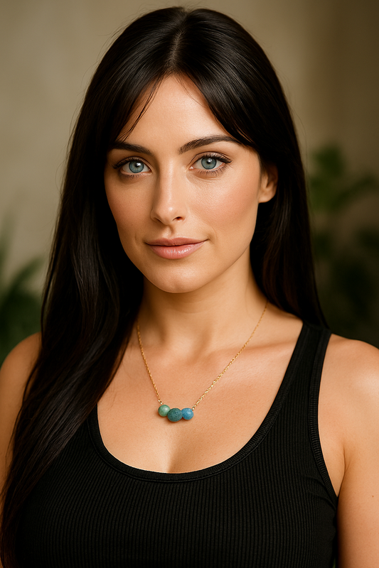 Lava Bead Aromatherapy Necklace – Elegant Silver Chain Diffuser