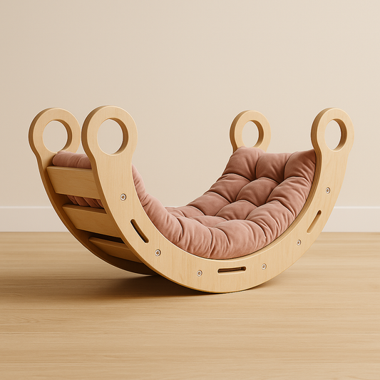 SnugNest™ Montessori Rocker –Natural with Pink Pillow
