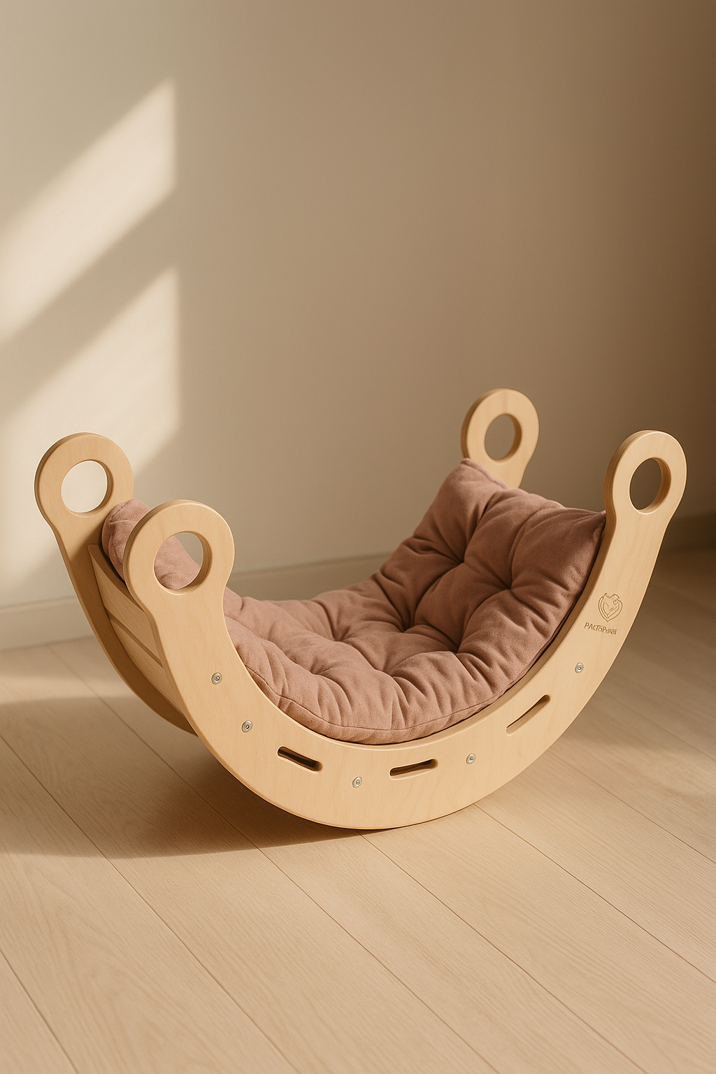 SnugNest™ Montessori Rocker –Natural with Pink Pillow