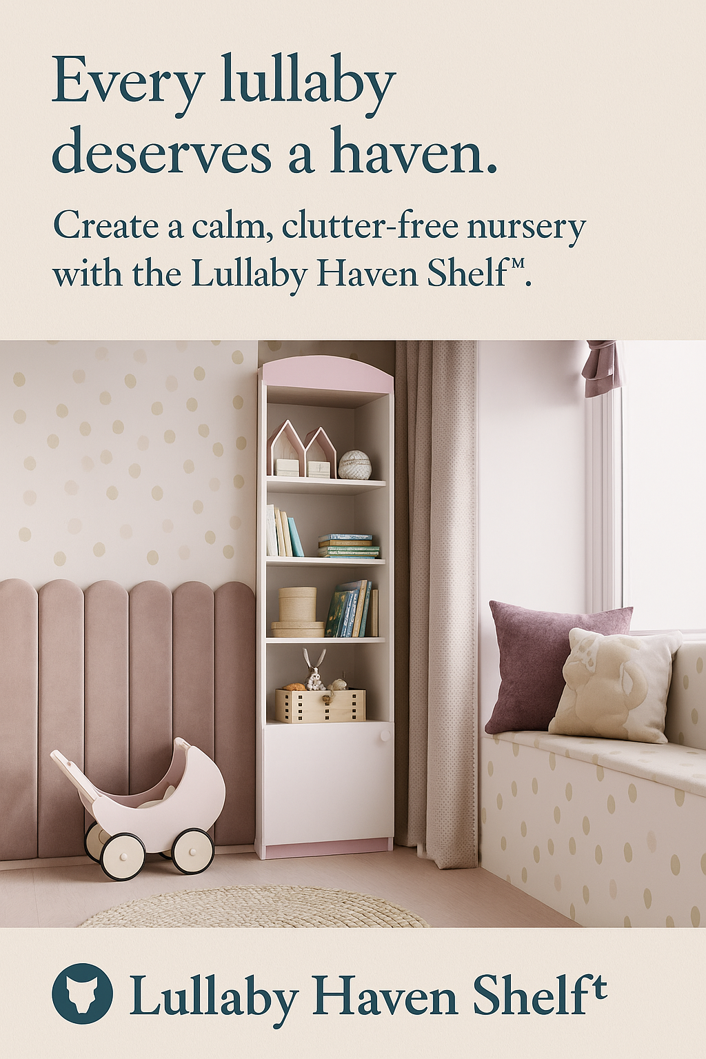 Lullaby Haven Shelf™ – Safe & Elegant Storage for Modern Nurseries